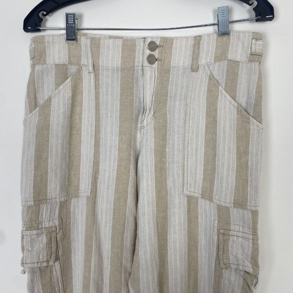 Sanctuary x Anthropologie Women's Beige White Linen Blend Cropped Pants Size 26 - Picture 2 of 7